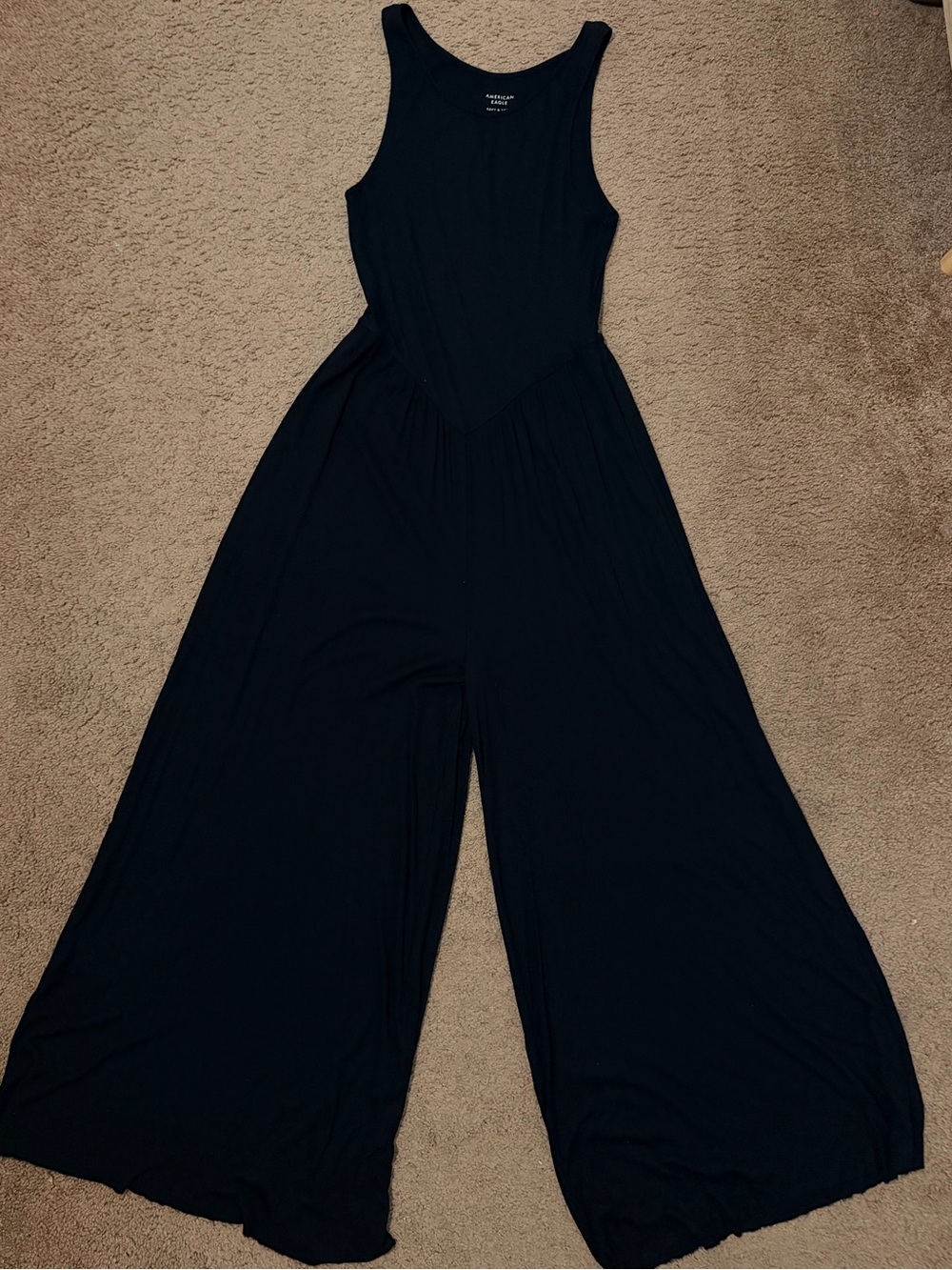 American Eagle Outfitters Black Wide-Leg Tank Jumpsuit